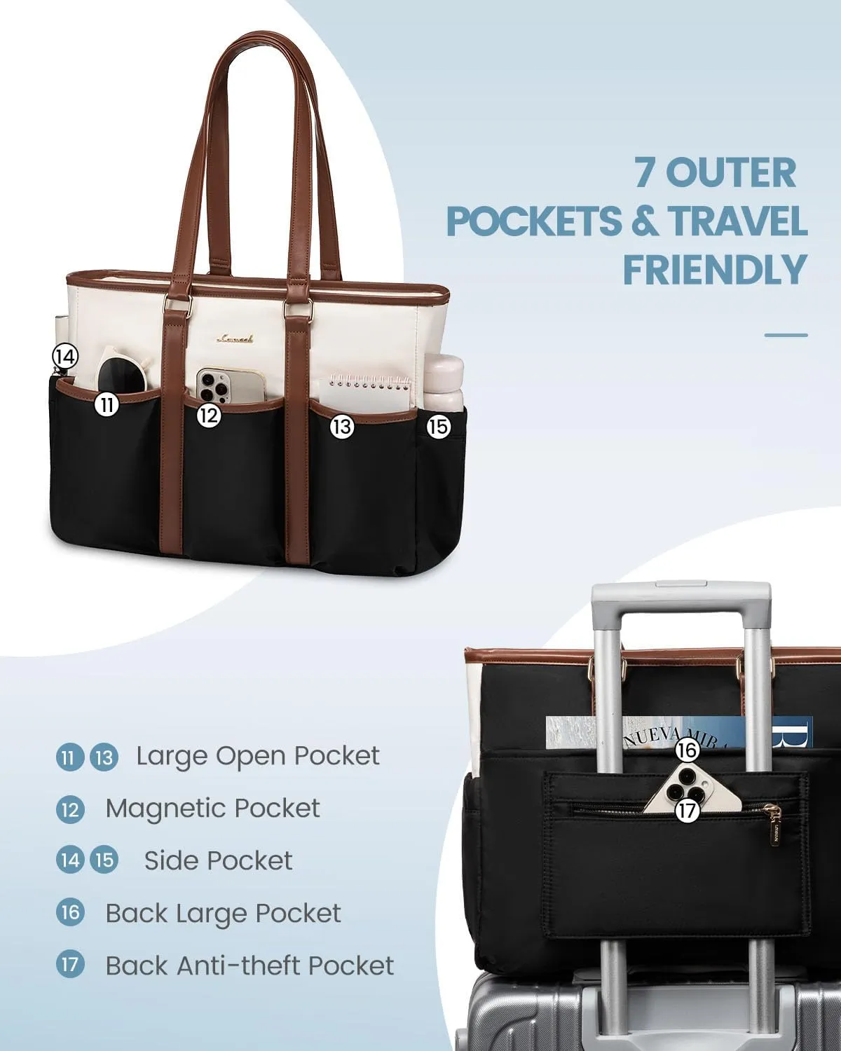 LOVEVOOK Teacher Tote for Women - Work, Laptop, Nurse, Travel/College/Daily Bag With Multi Pockets