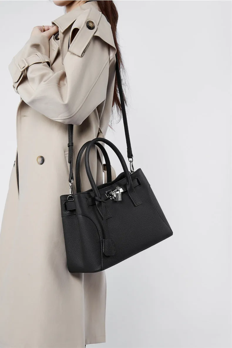 Luxe Lock Leather Tote