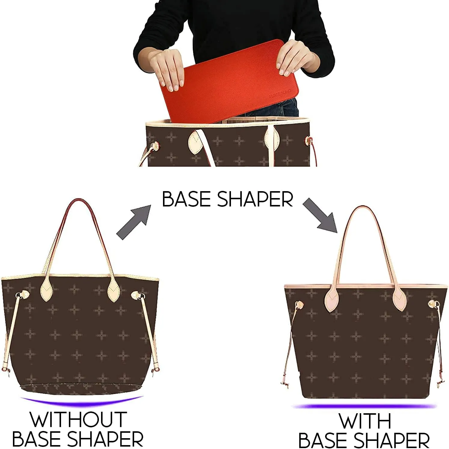 LV Speedy 40 Base Shaper, Bag Shaper for LV Totes, Vegan Leather (Red)