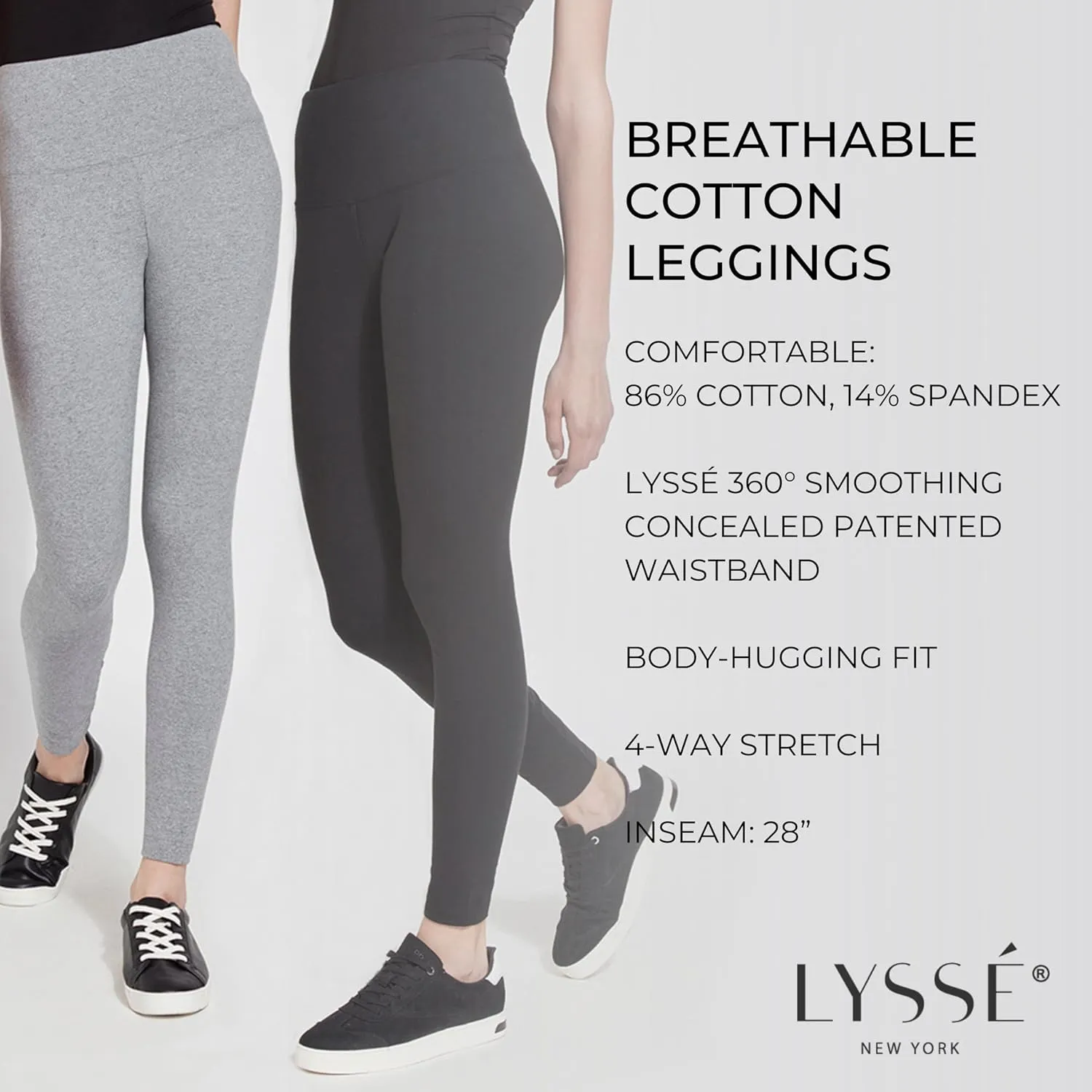 Lyssé Cotton Leggings – Soft Cotton Leggings for Women with Breathable Cotton Spandex