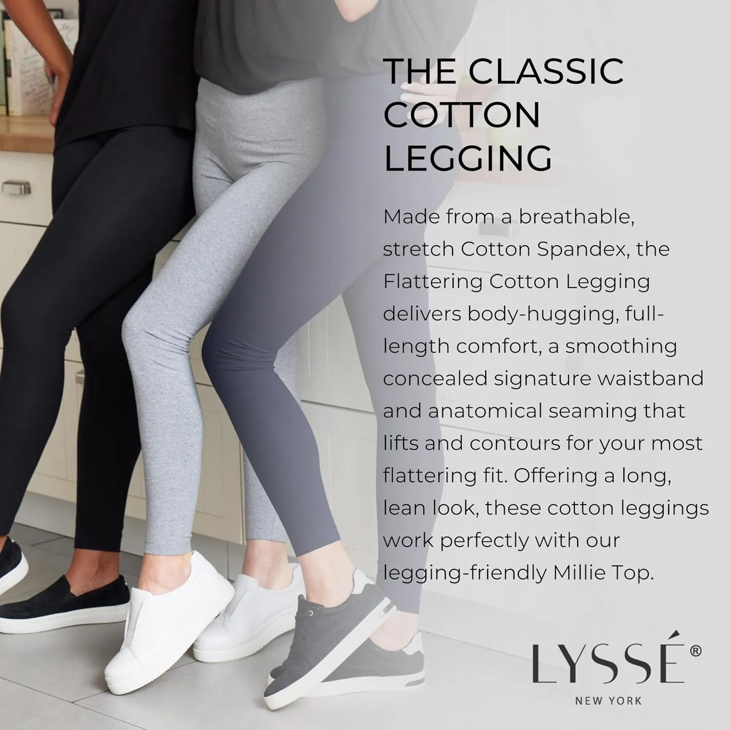 Lyssé Cotton Leggings – Soft Cotton Leggings for Women with Breathable Cotton Spandex