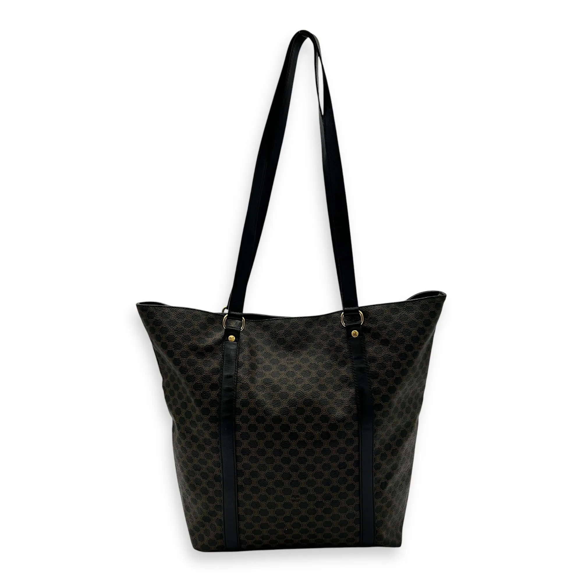 Macadam Tote Bag Black in Coated Canvas, Gold hardware