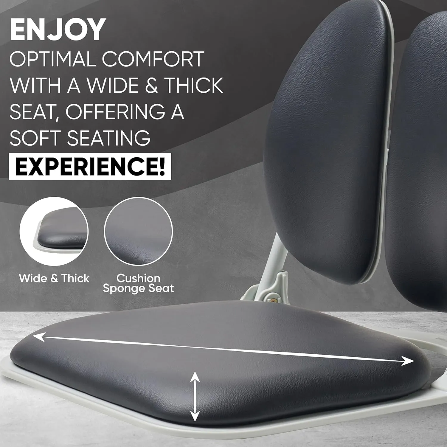 Made in Korea Dual-Backrests Ergonomic Floor Chair With Back Support - Meditation, Gaming, Reading Chair for Adults, Foldable (Black Leather)