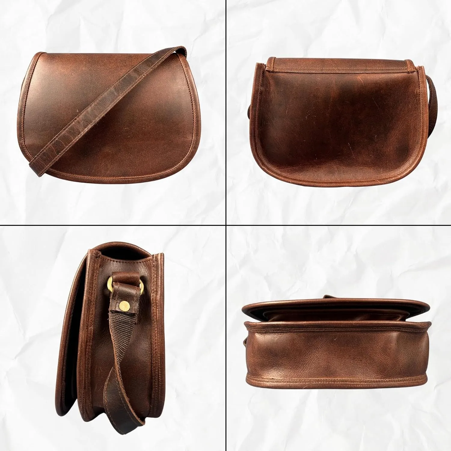 Madosh, Saddle Bag For Women Genuine Leather Crossbody Bag Girls Sling Purse Ladies Cross-Over Small Handbag