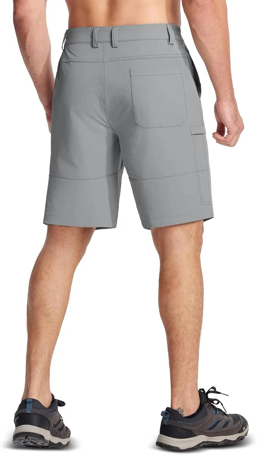 MAGCOMSEN Men's Hiking Cargo Shorts Quick Dry Lightweight 9" Golf Shorts Summer Casual Work Outdoor with 5 Zipper Pockets