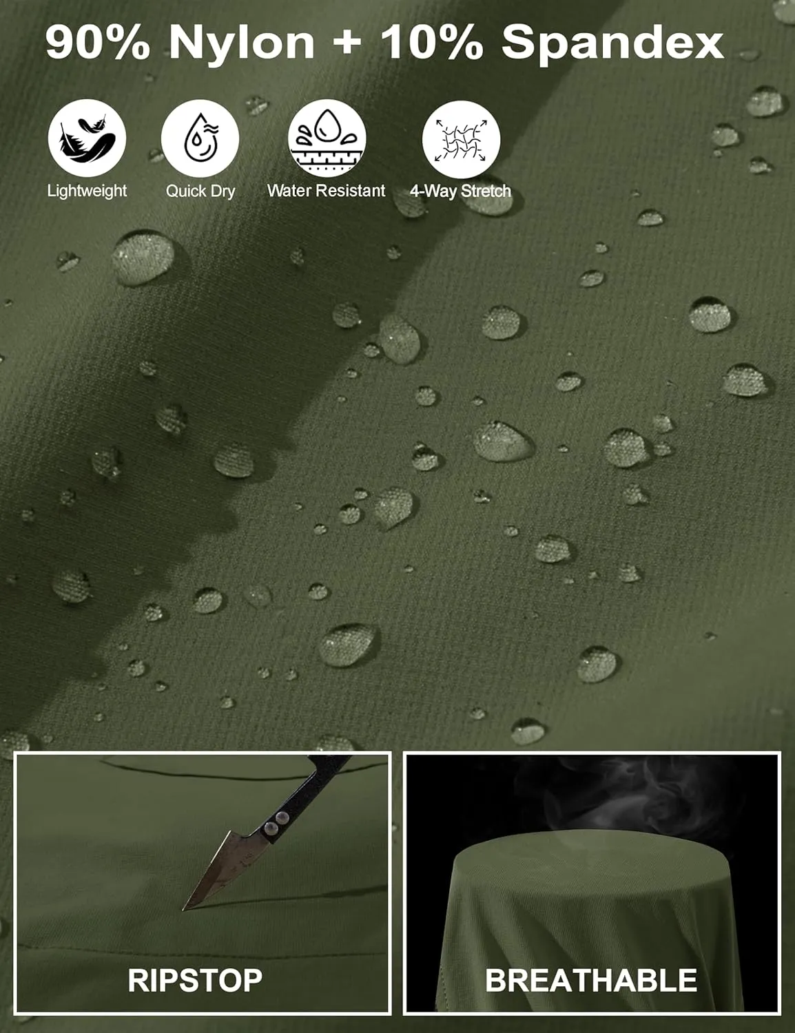 MAGCOMSEN Men's Lightweight Hiking Pants with 4 Pockets Water Resistant Quick Dry Fishing Travel Work Outddoor Pants