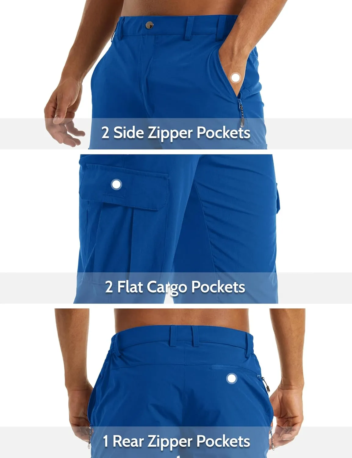MAGCOMSEN Men's Workout Gym Shorts Quick Dry 3/4 Capri Pants Zipper Pockets Hiking Athletic Running Shorts