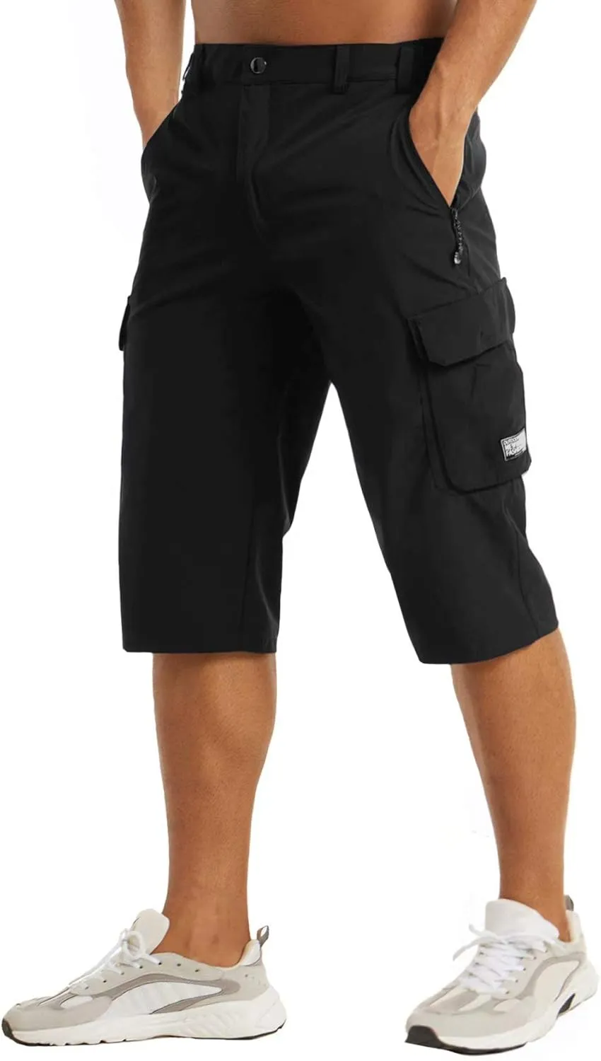MAGCOMSEN Men's Workout Gym Shorts Quick Dry 3/4 Capri Pants Zipper Pockets Hiking Athletic Running Shorts