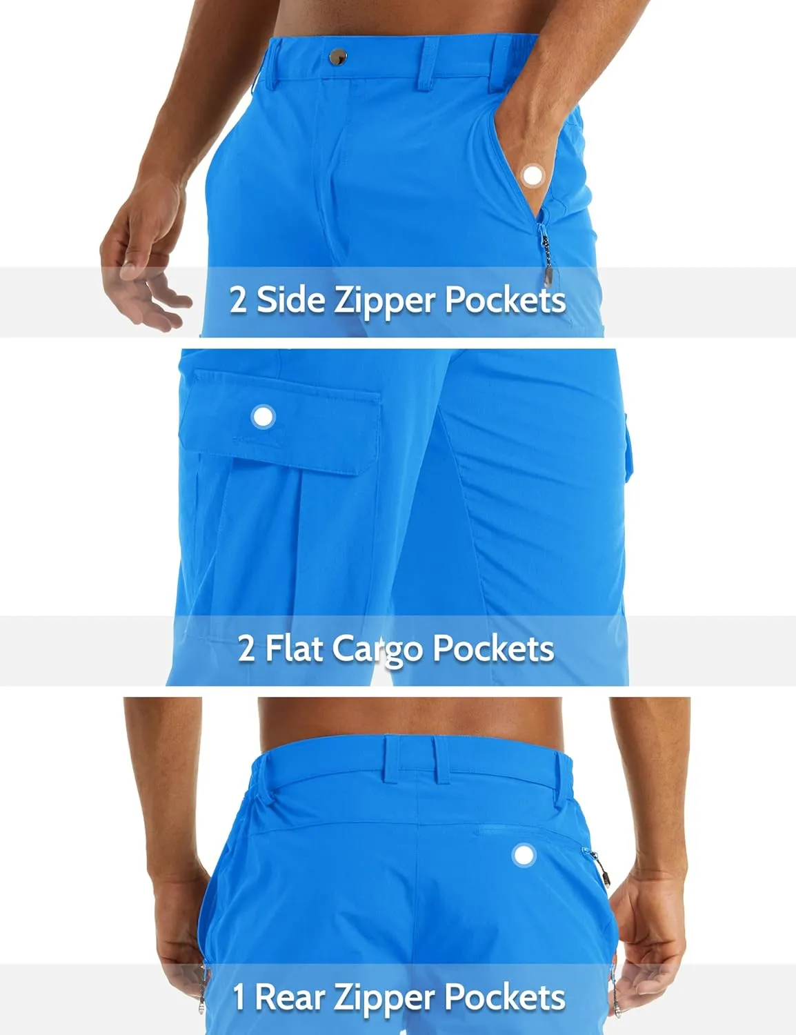 MAGCOMSEN Men's Workout Gym Shorts Quick Dry 3/4 Capri Pants Zipper Pockets Hiking Athletic Running Shorts