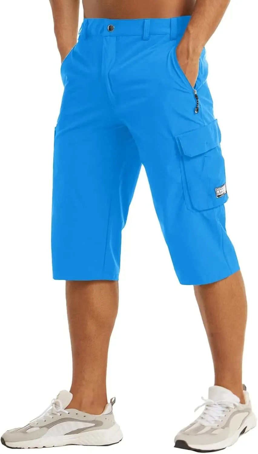 MAGCOMSEN Men's Workout Gym Shorts Quick Dry 3/4 Capri Pants Zipper Pockets Hiking Athletic Running Shorts