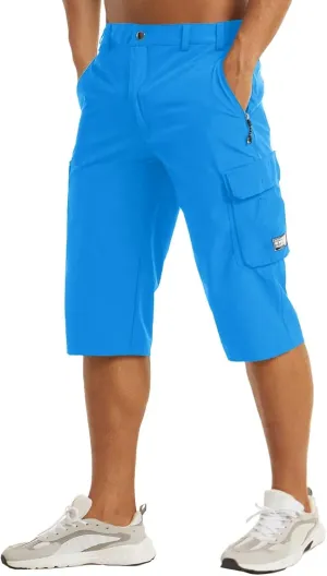 MAGCOMSEN Men's Workout Gym Shorts Quick Dry 3/4 Capri Pants Zipper Pockets Hiking Athletic Running Shorts