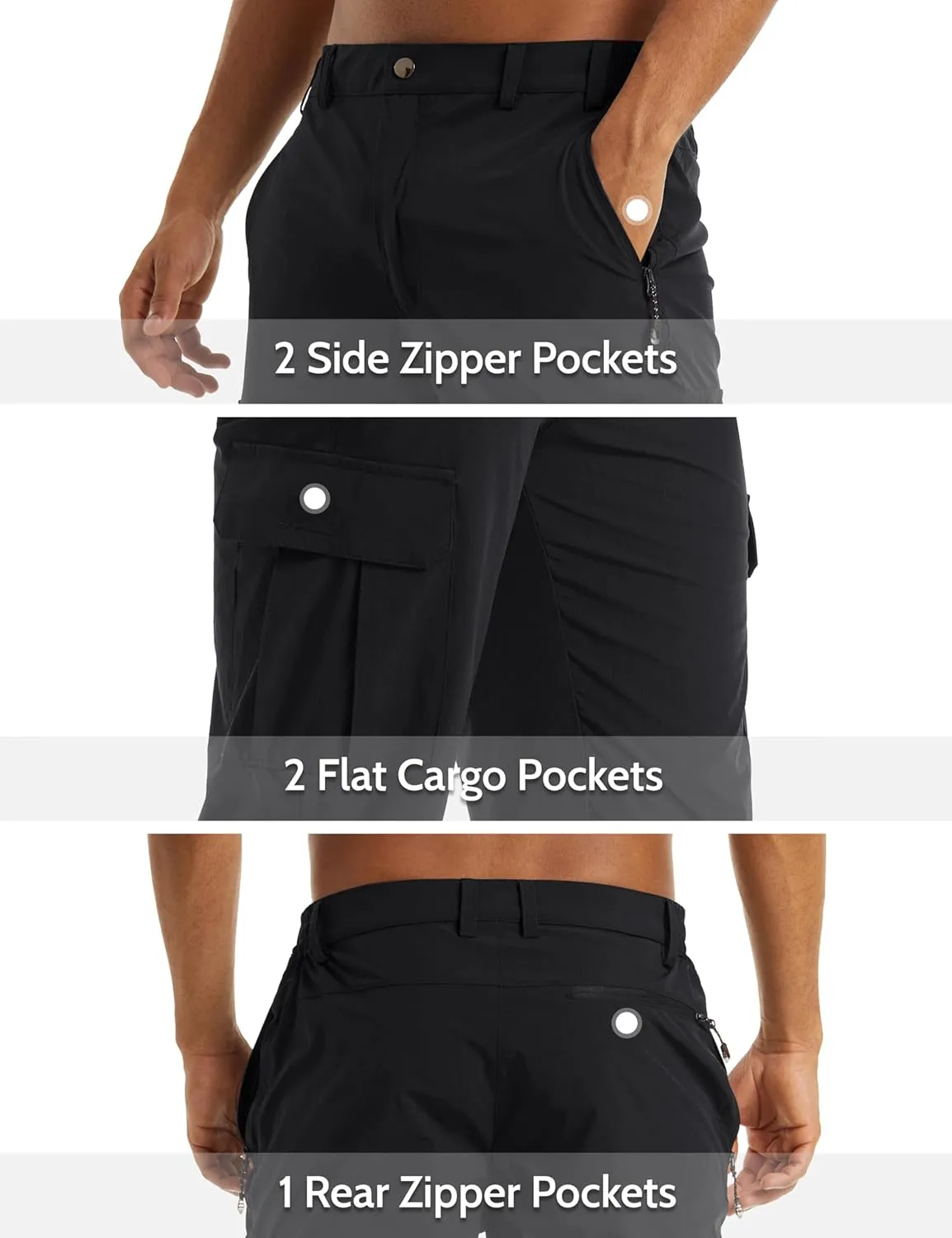 MAGCOMSEN Men's Workout Gym Shorts Quick Dry 3/4 Capri Pants Zipper Pockets Hiking Athletic Running Shorts