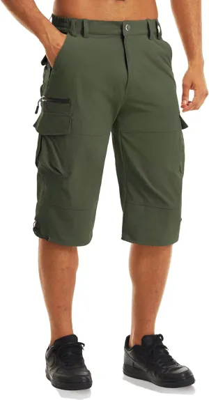 MAGCOMSEN Men's Workout Shorts 7 Pockets Quick Dry 3/4 Capri Pants Zipper Pockets Hiking Athletic Shorts