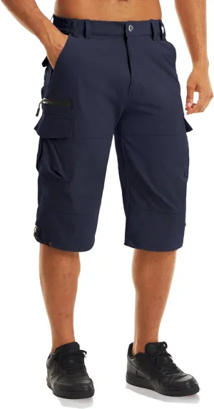 MAGCOMSEN Men's Workout Shorts 7 Pockets Quick Dry 3/4 Capri Pants Zipper Pockets Hiking Athletic Shorts