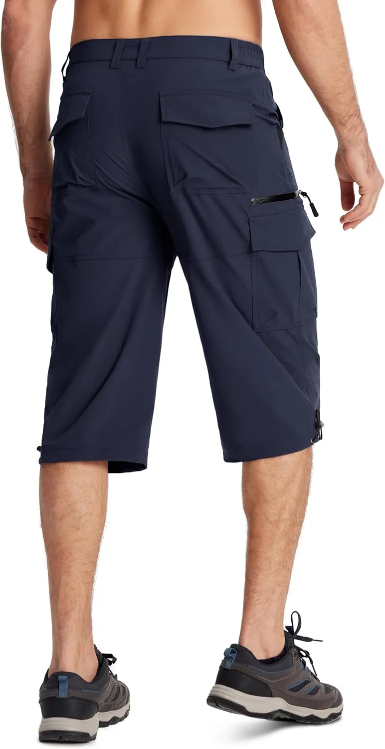 MAGCOMSEN Men's Workout Shorts 7 Pockets Quick Dry 3/4 Capri Pants Zipper Pockets Hiking Athletic Shorts