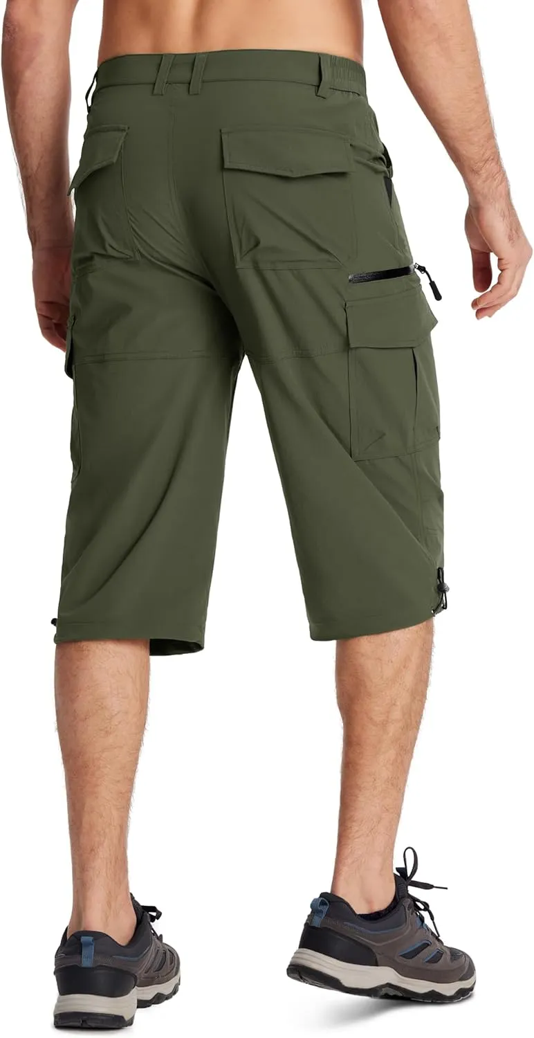 MAGCOMSEN Men's Workout Shorts 7 Pockets Quick Dry 3/4 Capri Pants Zipper Pockets Hiking Athletic Shorts