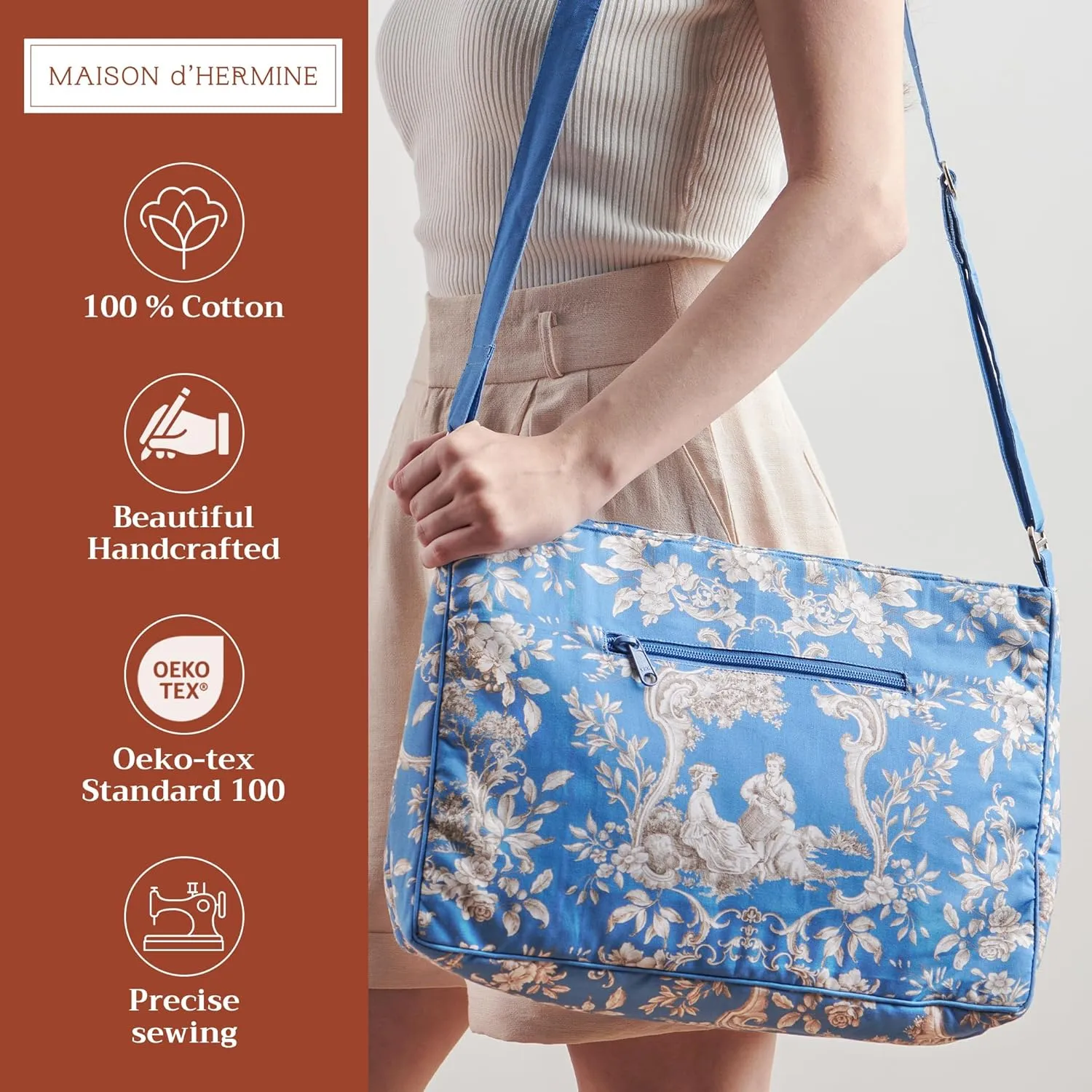 Maison d' Hermine Hand Bags for Women Cotton Shoulder Bag for Shopping Travel Everyday Use Cross Body Tote purse Sling Bag