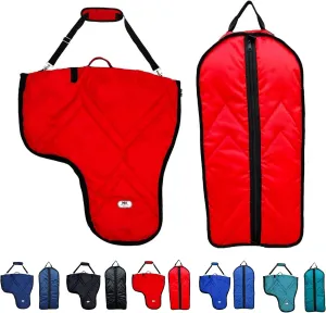Majestic Ally Nylon Padded Horse Western Saddle Carry Bag, Bridle Bag Set, Multiple Colors (Red)