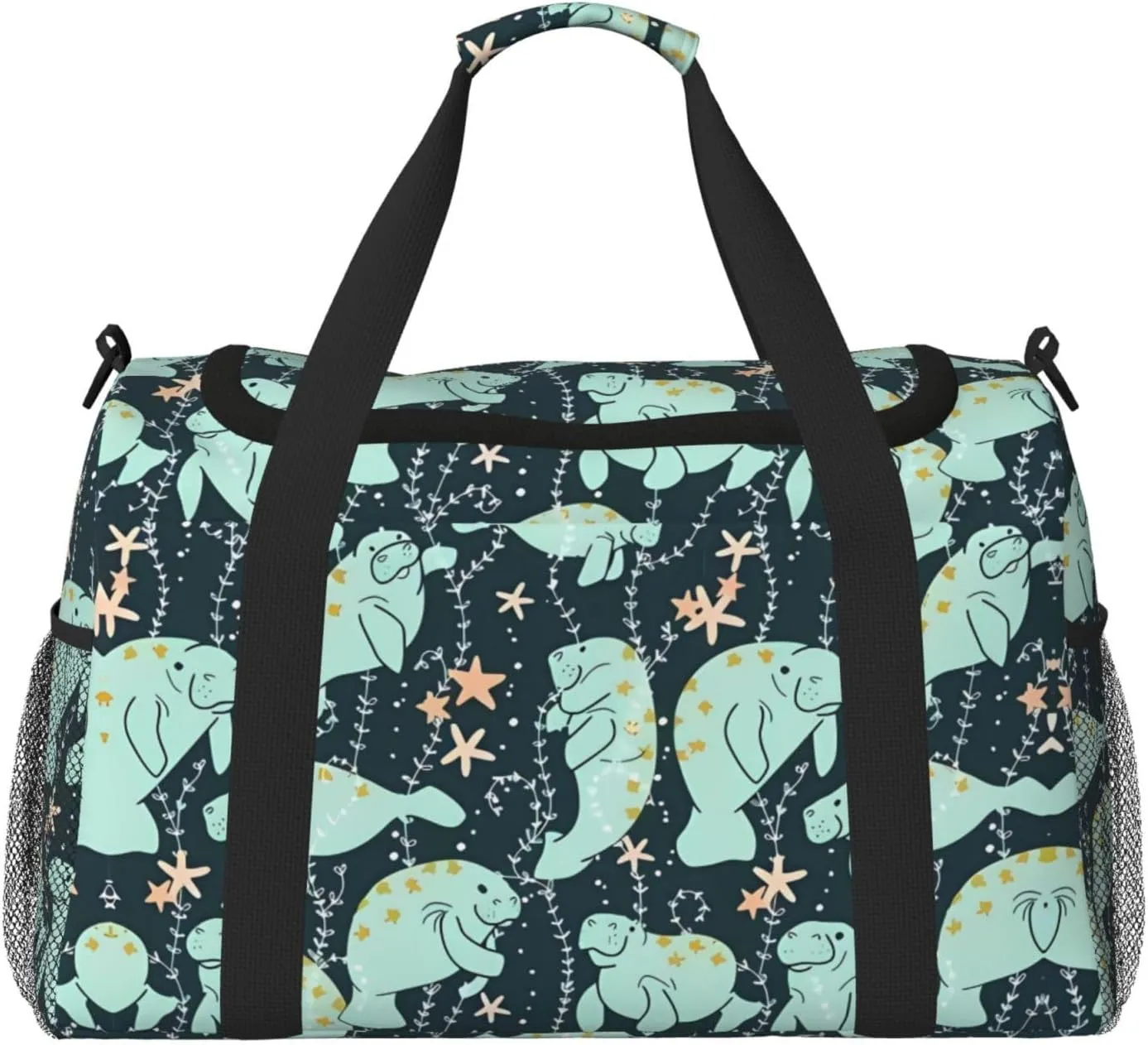 Manatee Animals Calf Hand Travel Bag - Large Insulated Eco Bag, Perfect for Camping, Grocery, Sports, Gym & Outdoor Adventures
