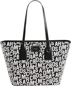 Marc Jacobs Large Trademarc Top Zip Tote Shoulder Bag (Black White)
