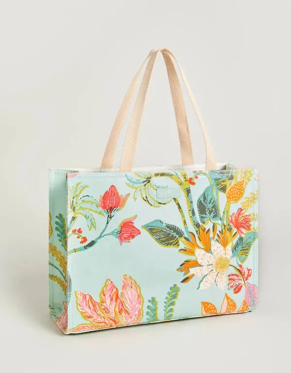 Market Tote Queenie Tropical Floral Seafoam