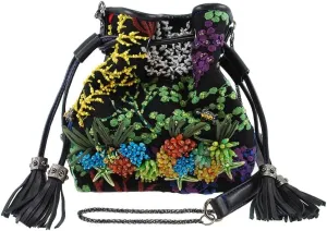 MARY FRANCES Down Under Embroidered Ocean Life Theme Mini Drawstring Handbag