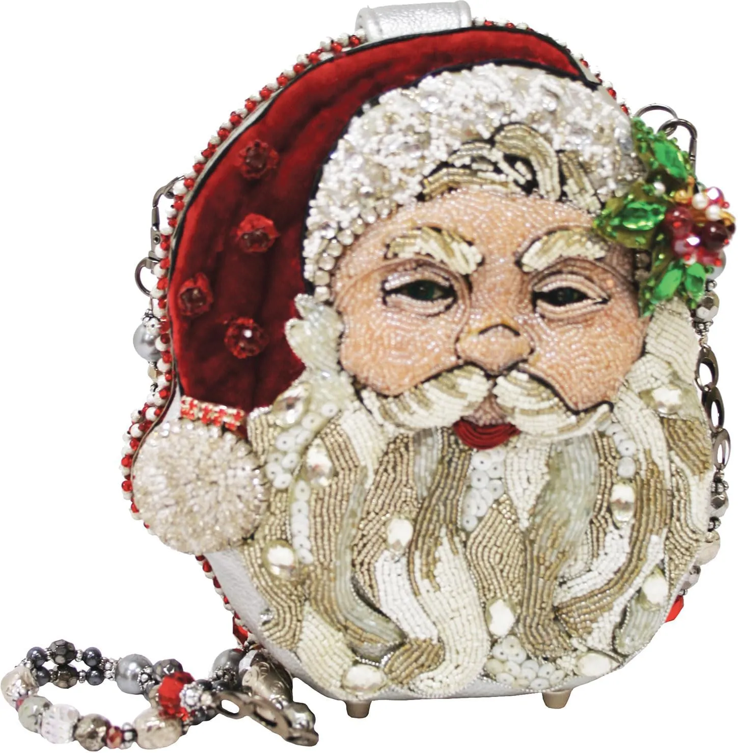 Mary Frances Ho Ho Hand Beaded Bejeweled Santa Claus Christmas Holiday Handbag Shoulder Bag