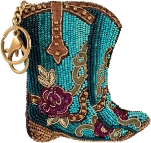 Mary Frances Kickin' Around Beaded Coin Purse Keychain Accessory Mini Bag Charm with Zipper Closure and Key Ring, Multi