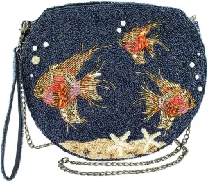 Mary Frances No Filter Goldfish Bowl Beaded Crossbody Handbag, Blue