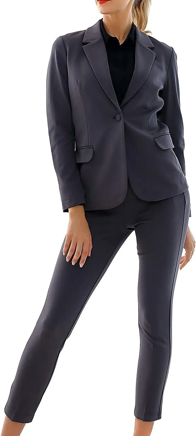 Marycrafts Women's Business Blazer Pant Suit Set for Work