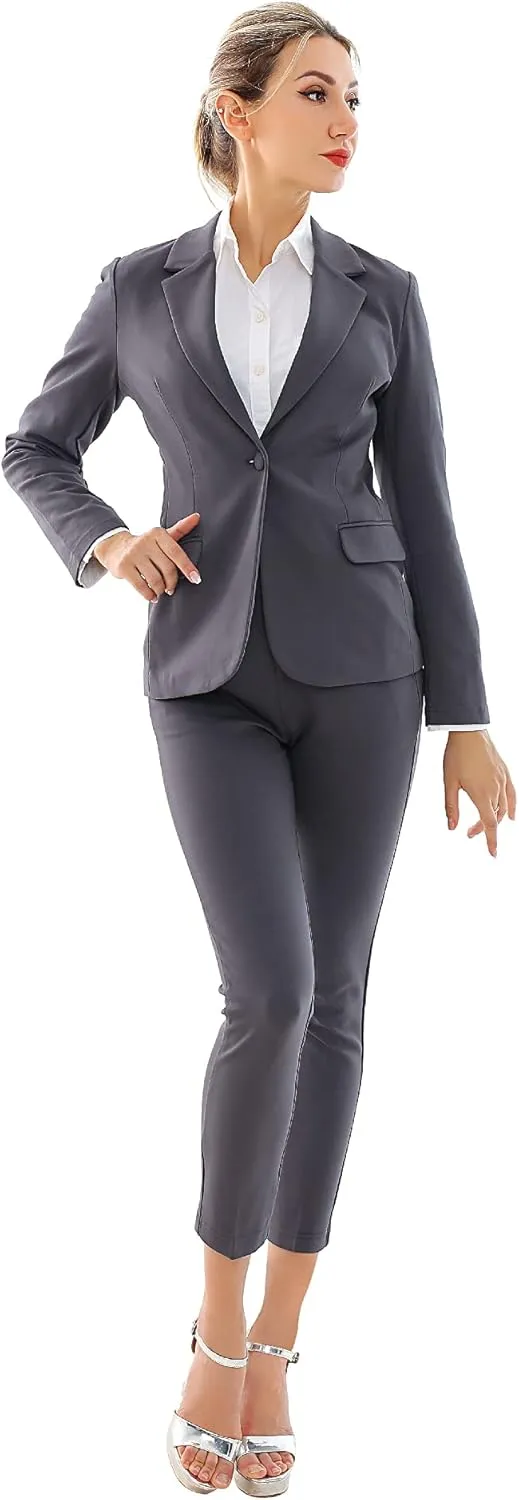Marycrafts Women's Business Blazer Pant Suit Set for Work
