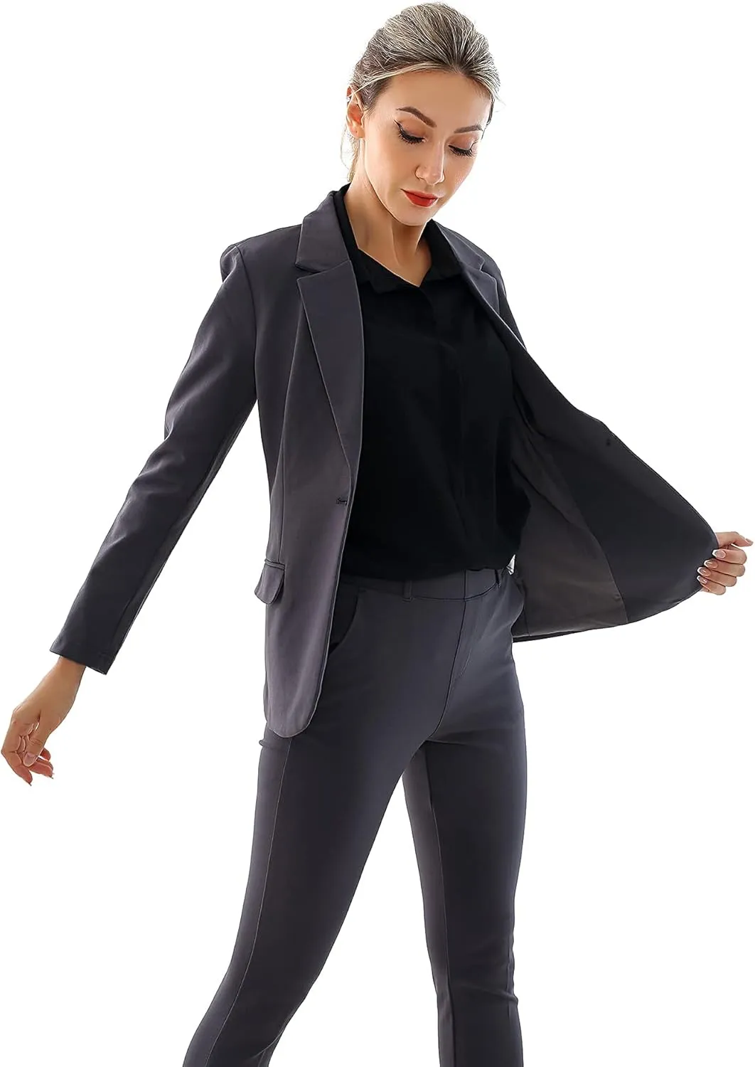 Marycrafts Women's Business Blazer Pant Suit Set for Work