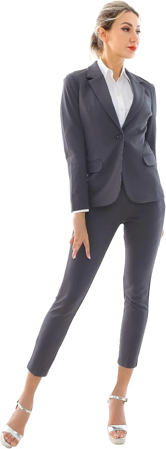 Marycrafts Women's Business Blazer Pant Suit Set for Work