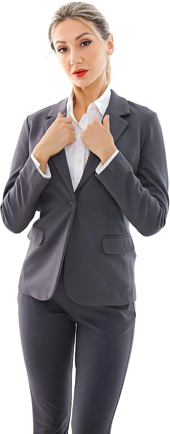 Marycrafts Women's Business Blazer Pant Suit Set for Work