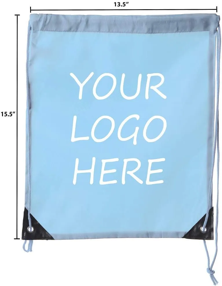 Mato & Hash Custom Bags With Your Logo | Promotional BULK Drawstring Backpack - 500PK Baby Blue CE2500