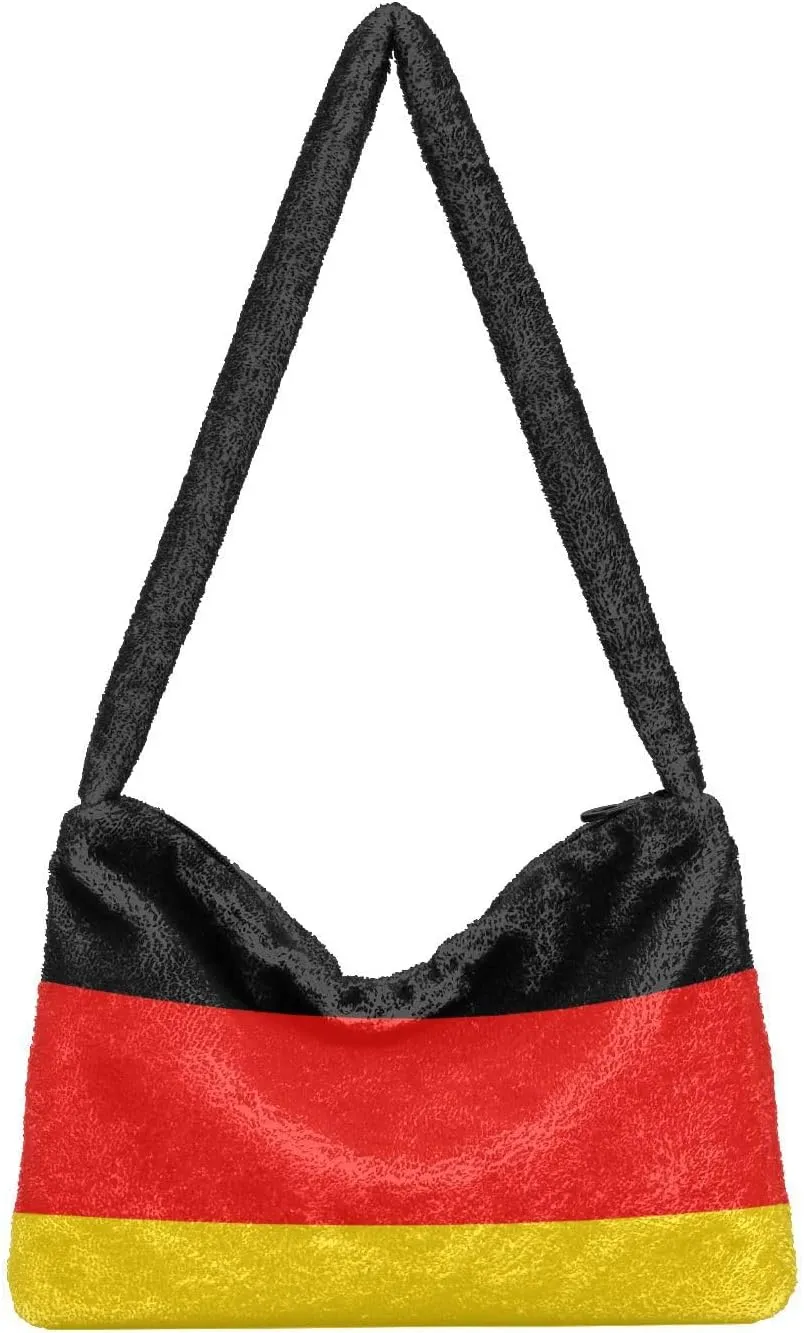 MCHIVER Shoulder Tote Bags for Women Furry Crossbody bag with Zipper Hobo Handbag Purses