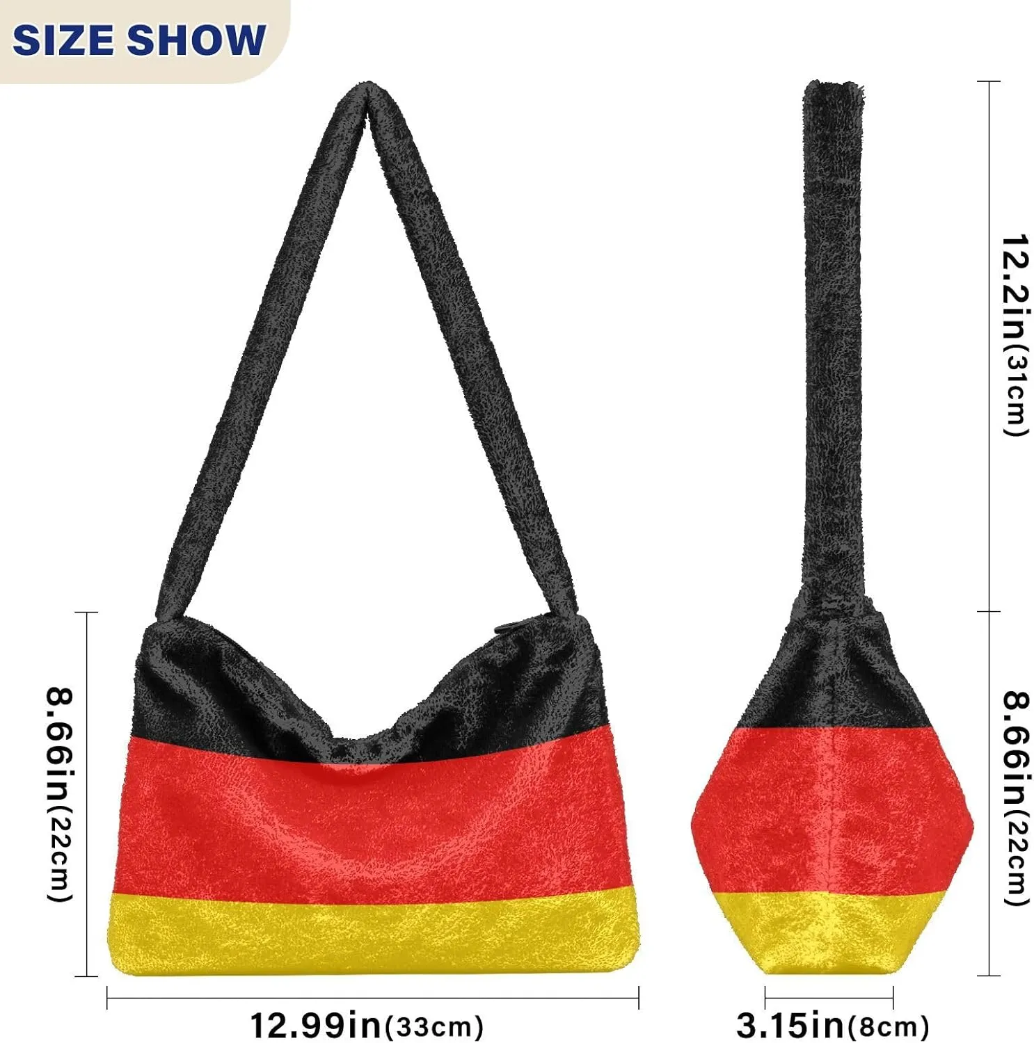MCHIVER Shoulder Tote Bags for Women Furry Crossbody bag with Zipper Hobo Handbag Purses