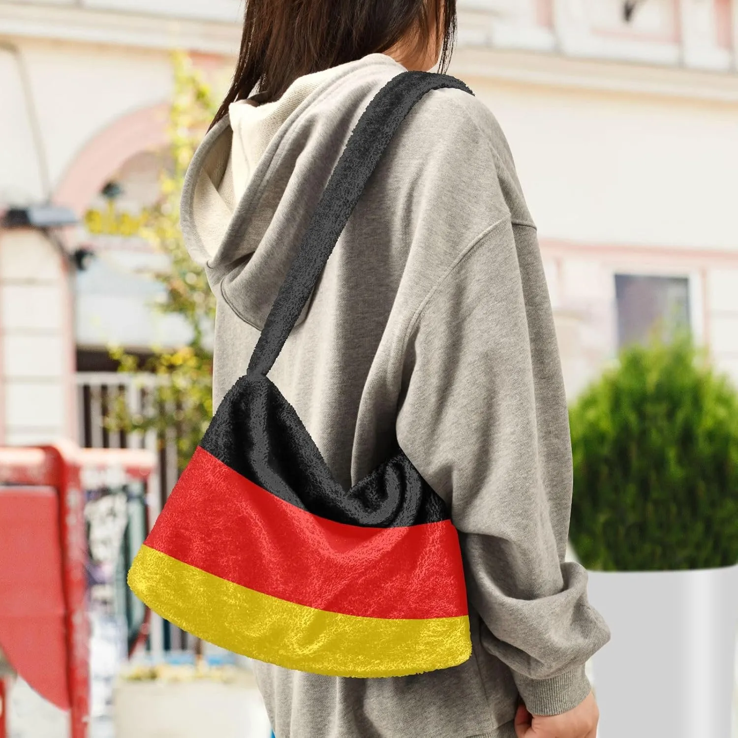 MCHIVER Shoulder Tote Bags for Women Furry Crossbody bag with Zipper Hobo Handbag Purses