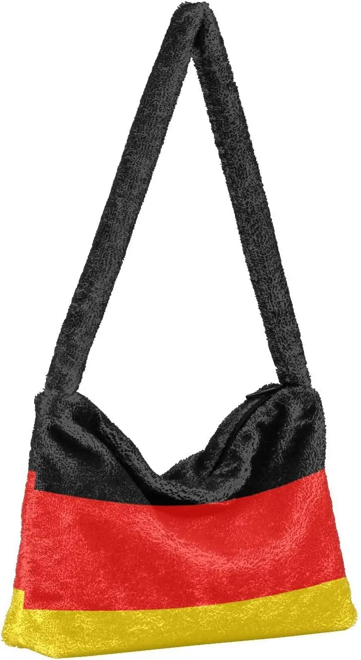 MCHIVER Shoulder Tote Bags for Women Furry Crossbody bag with Zipper Hobo Handbag Purses