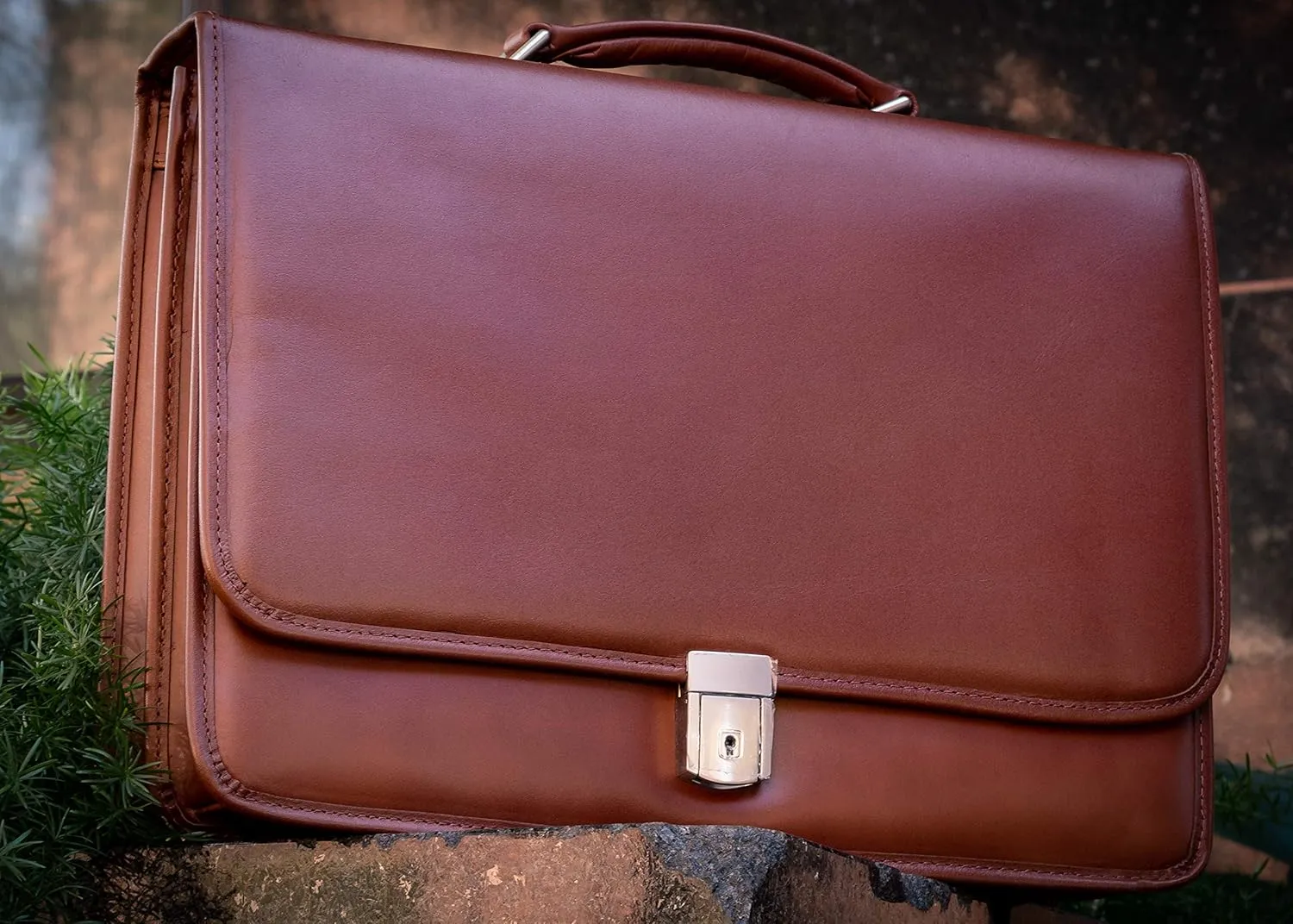McKlein 15" Leather Flapover Double Compartment Briefcase- LEXINGTON