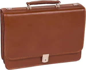 McKlein 15" Leather Flapover Double Compartment Briefcase- LEXINGTON