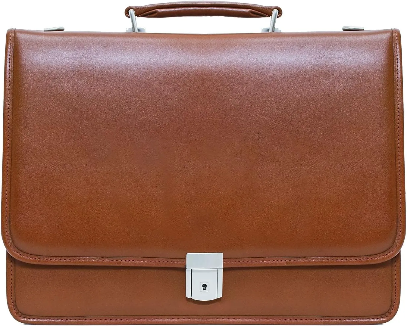 McKlein 15" Leather Flapover Double Compartment Briefcase- LEXINGTON