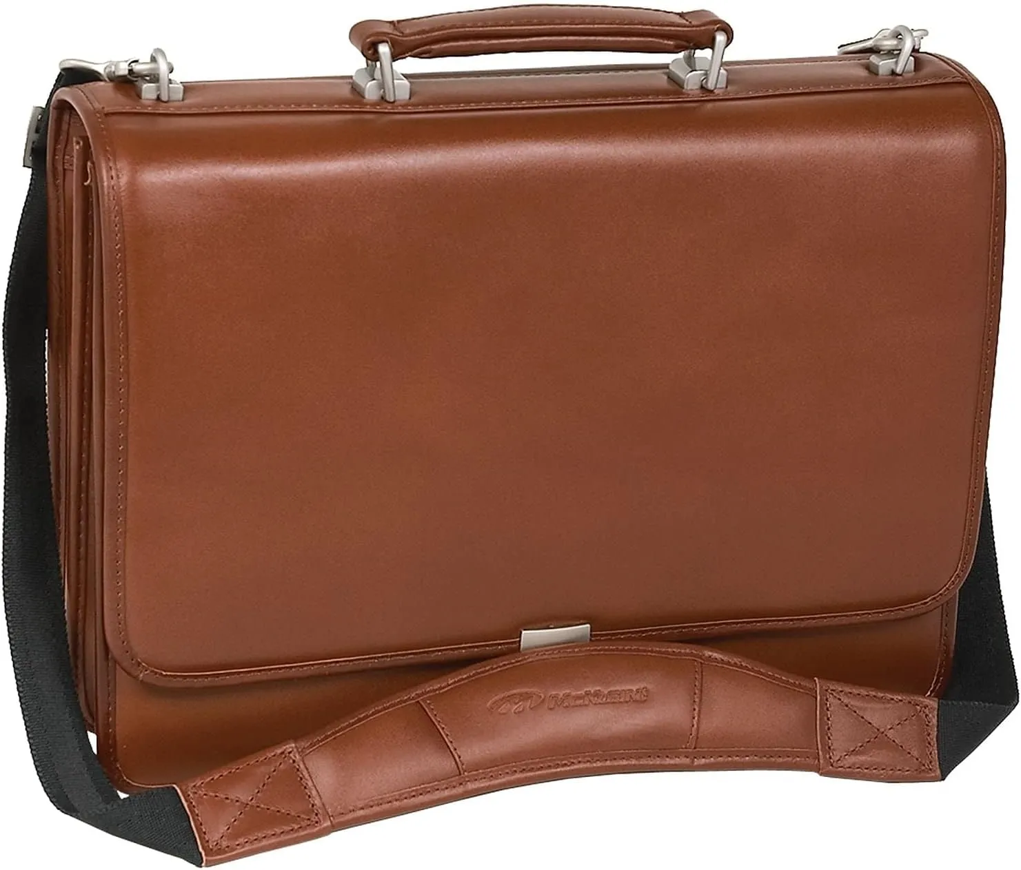McKlein 15" Leather Flapover Double Compartment Briefcase- LEXINGTON