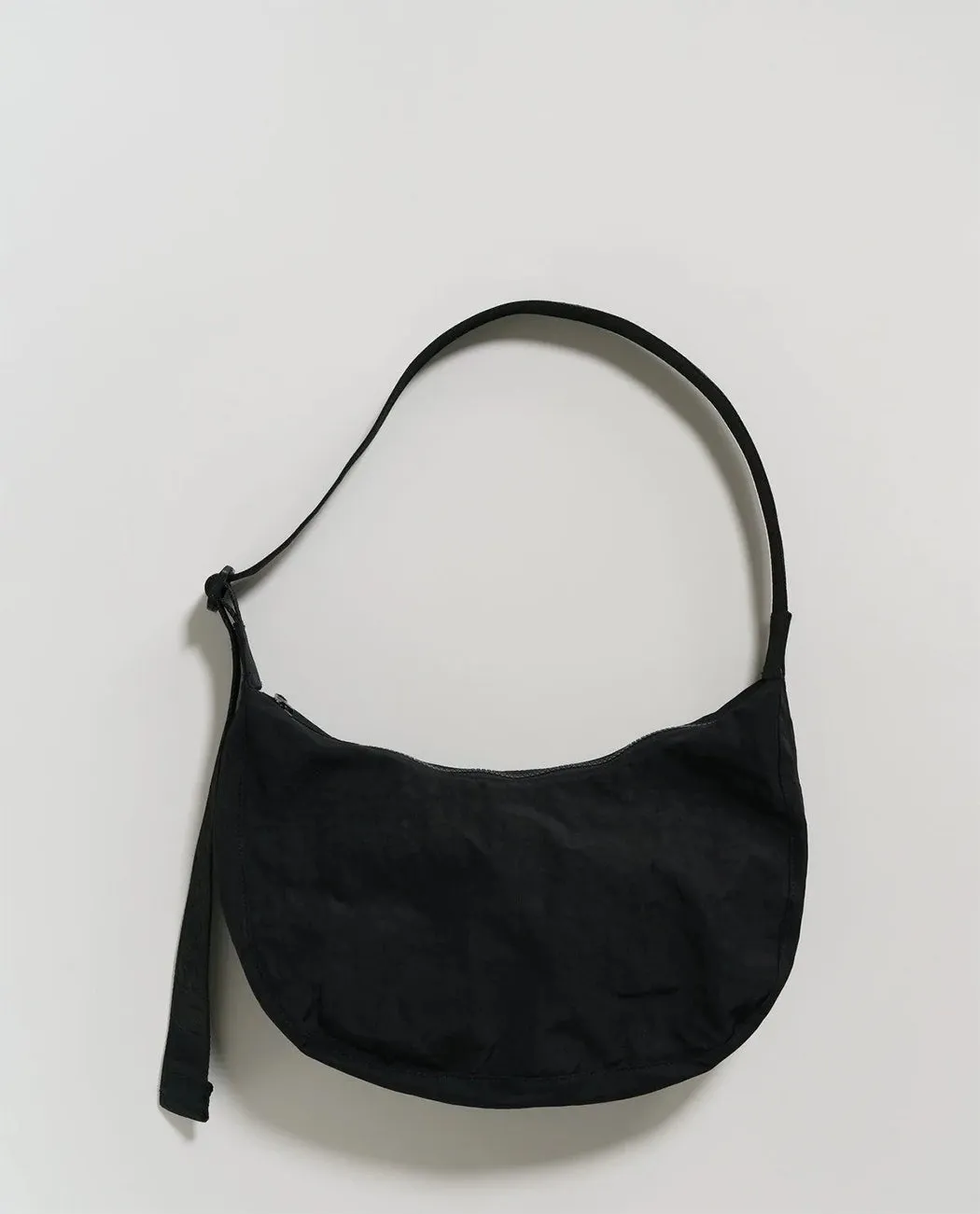 Medium Nylon Crescent Bag: Black