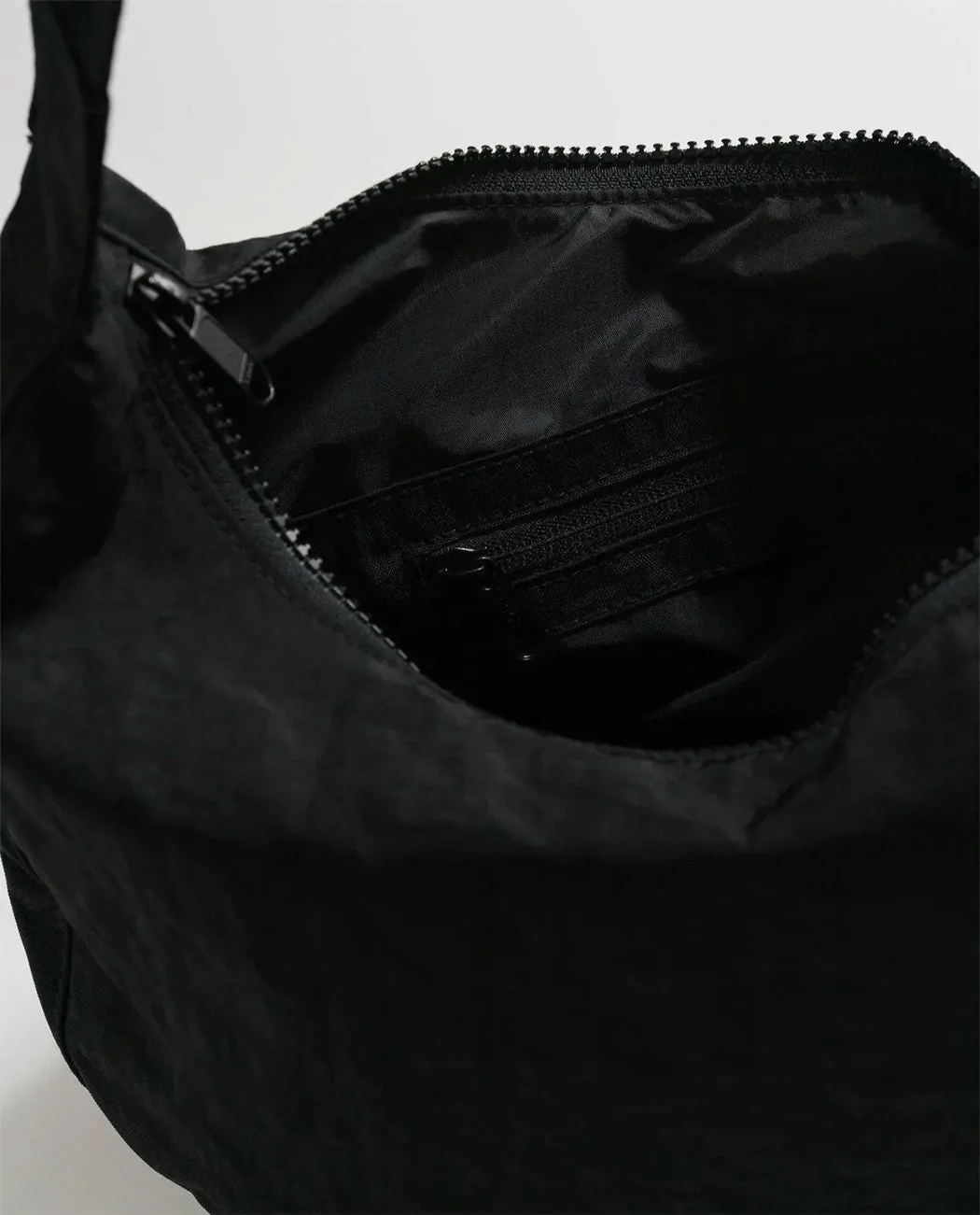 Medium Nylon Crescent Bag: Black