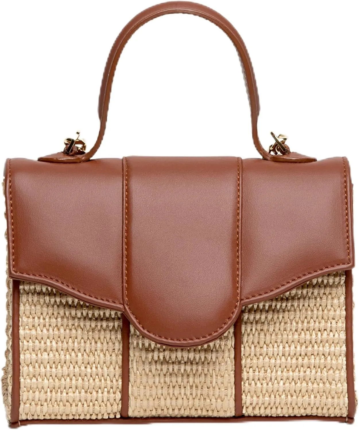 Meli Raffia and Leather Bag, Ginger/Natural