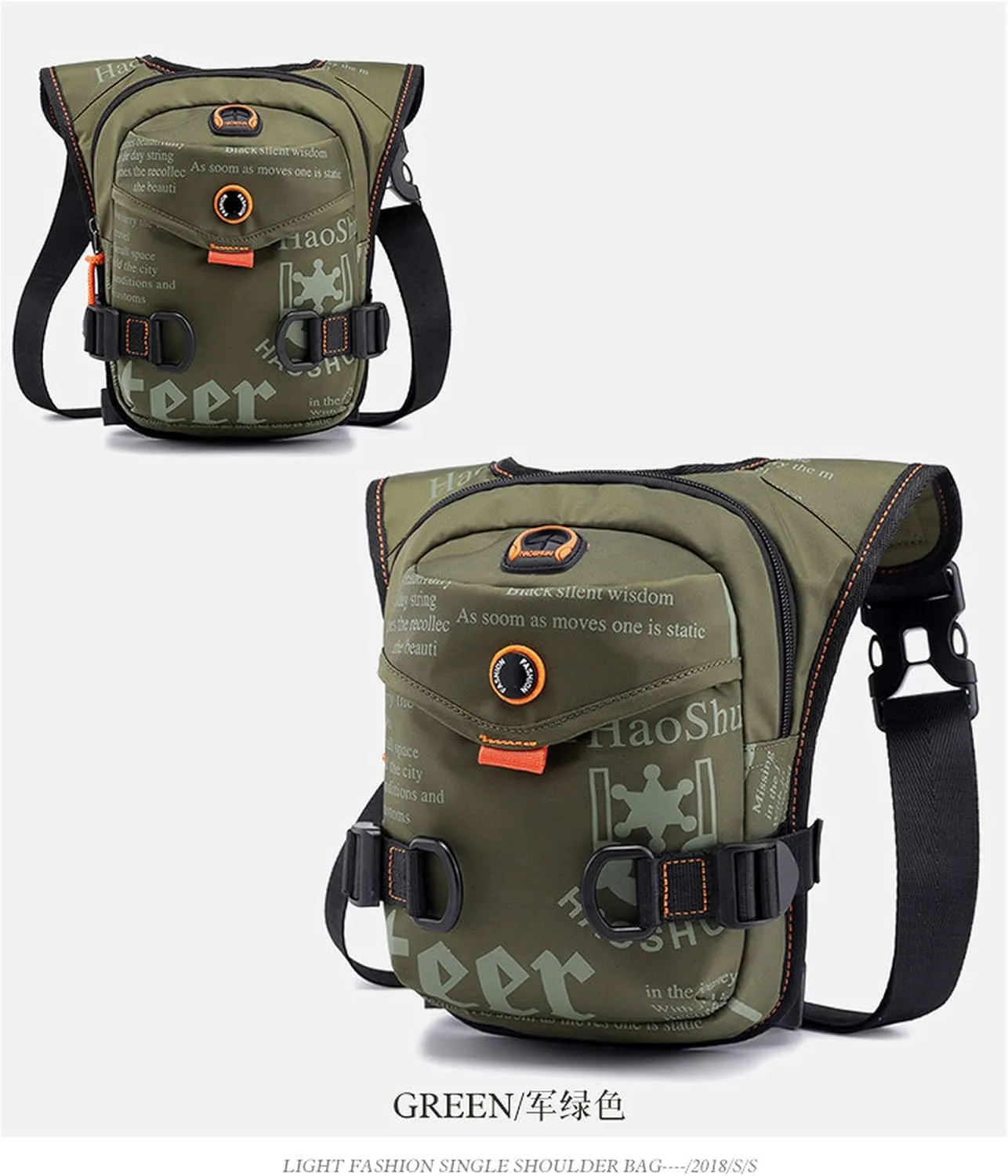Men Waterproof Nylon Drop Leg Bags Lumbar Hip Bum Belt Bag Waist Fanny Pack Travel Riding Motorcycle Crossbody Shoulder Bags