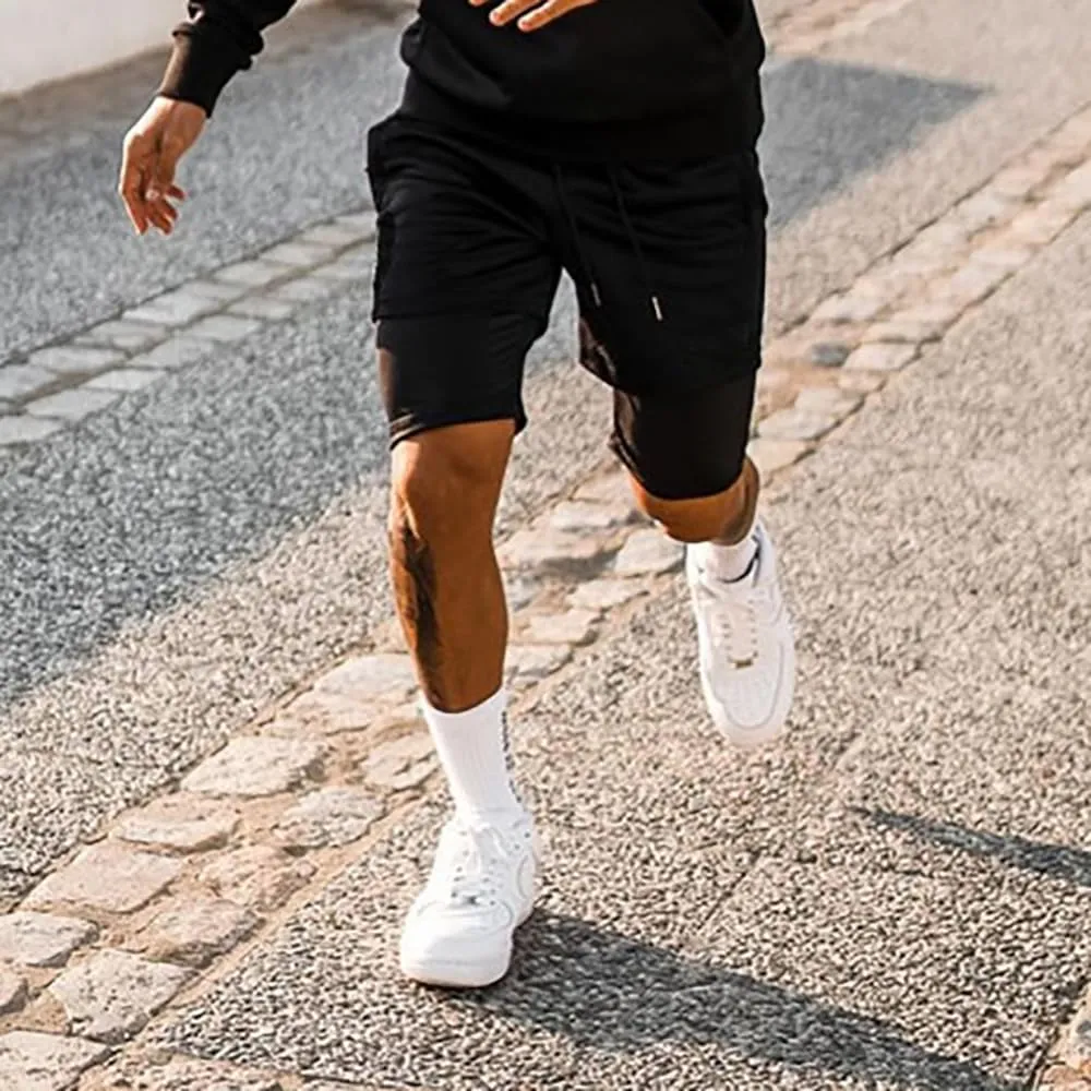 Men’s 2 in 1 Running Shorts with Pockets Quick Dry Breathable Active Gym Workout Shorts