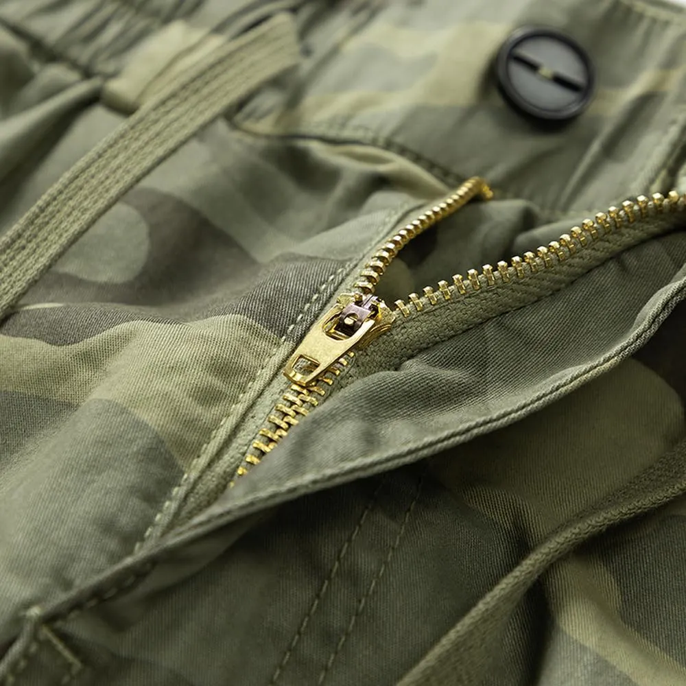 Men's Camouflage Military Cargo Shorts Summer Multi Pockets Drawstring Cotton Work Shorts