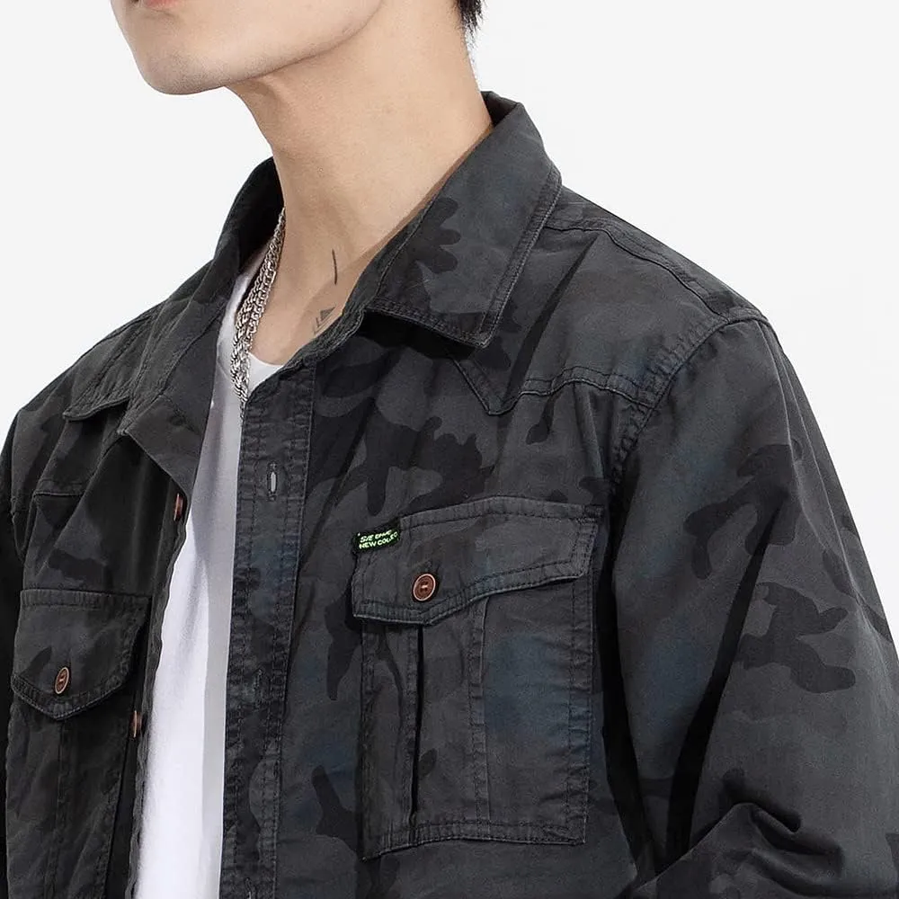 Men's Camouflage Military Shirt Cotton Relaxed Fit Long Sleeves Casual Shirt